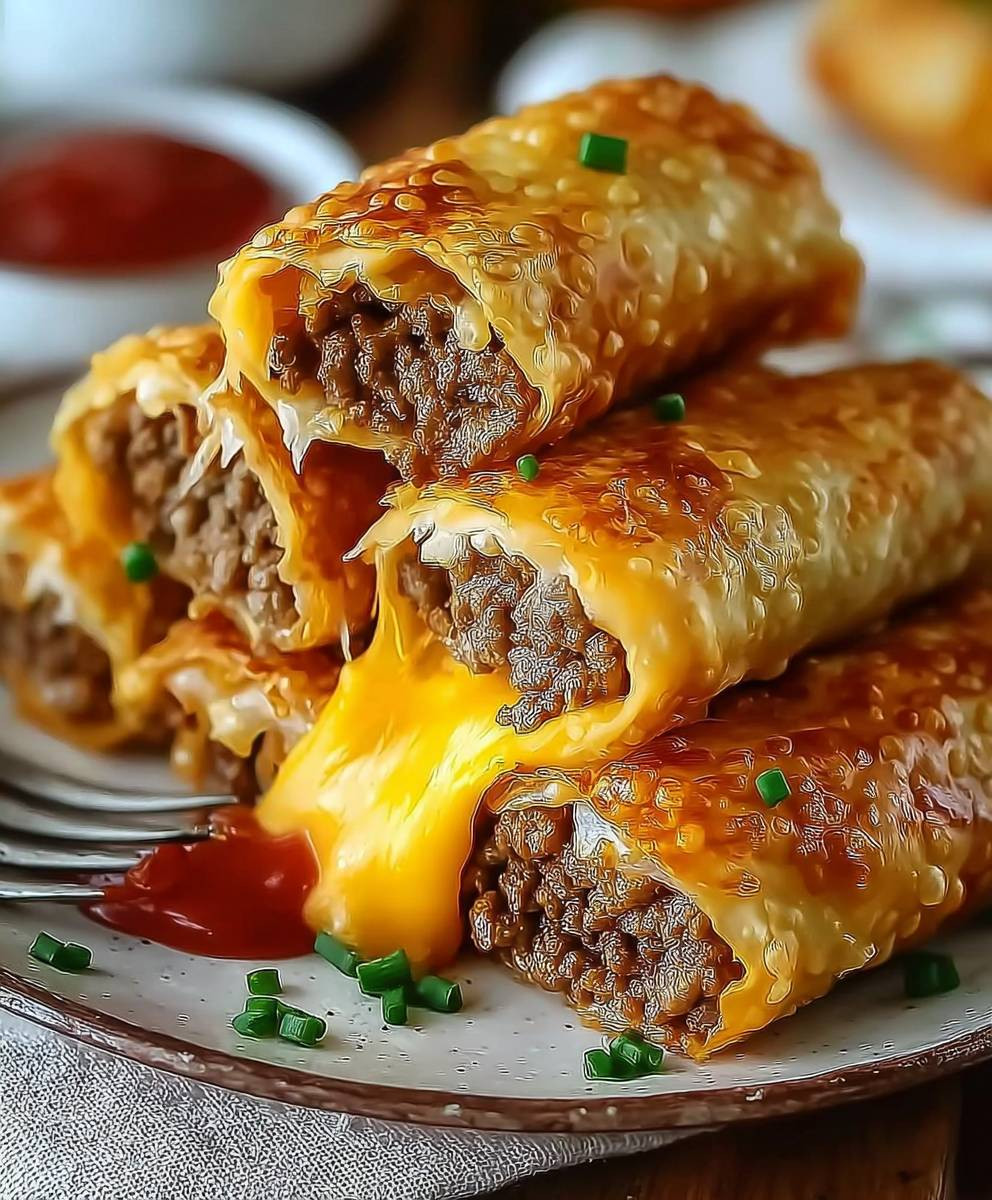 Cheeseburger Frühlingsrollen selber machen
