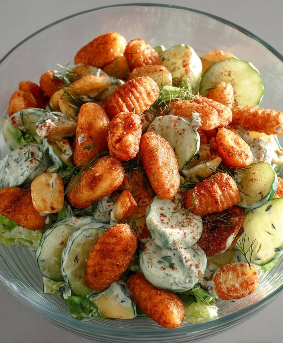 Knuspriger Gnocchi Salat Joghurt