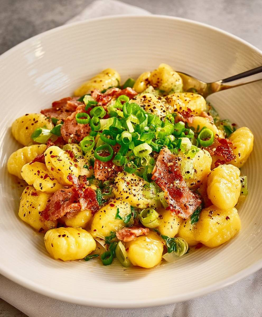 Gnocchi mit Lauch und Speck