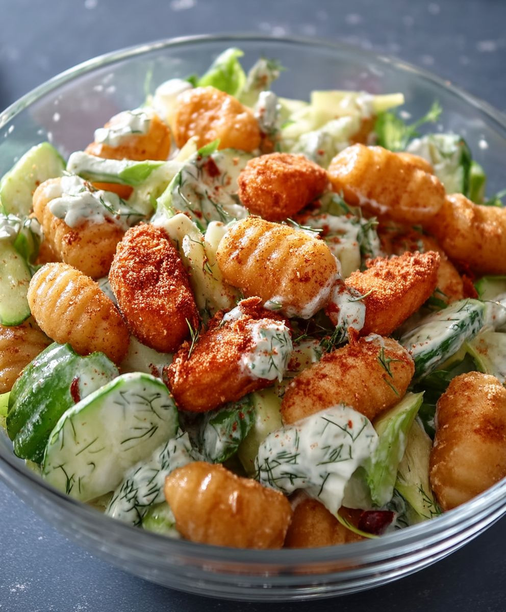Knuspriger Gnocchi Salat Joghurt