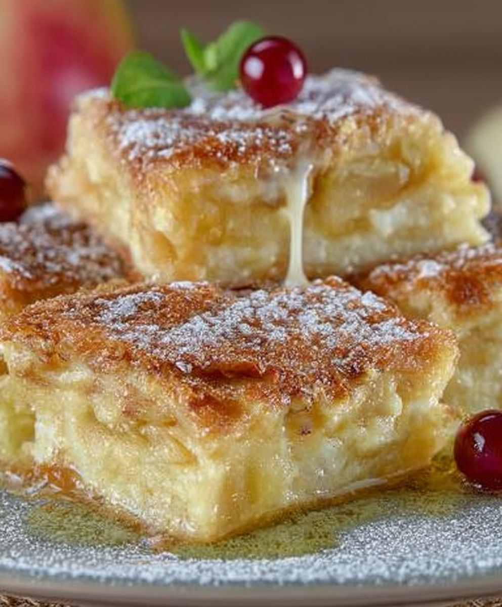 Apfelpudding Schnitten backen