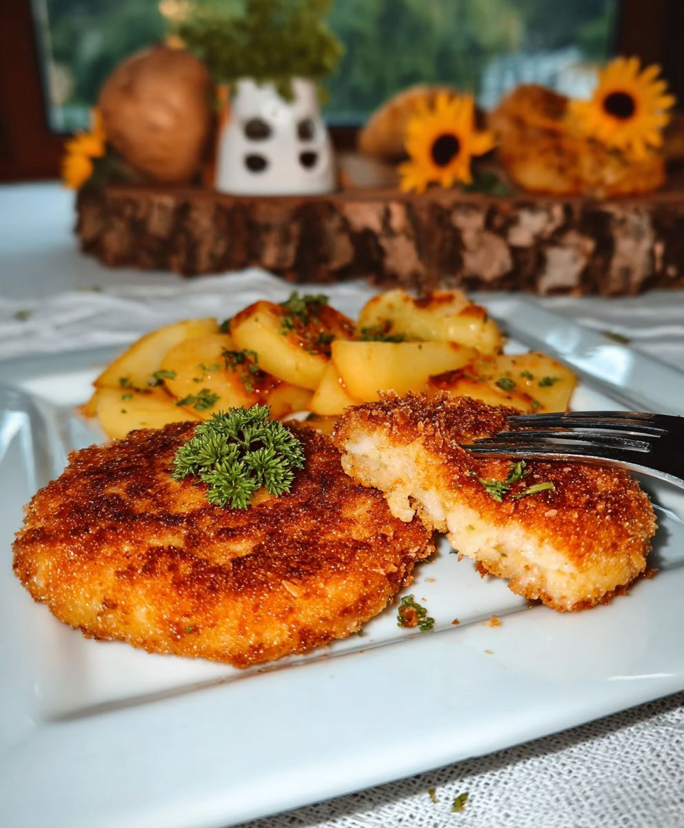 Kohlrabi Schnitzel mit Parmesan
