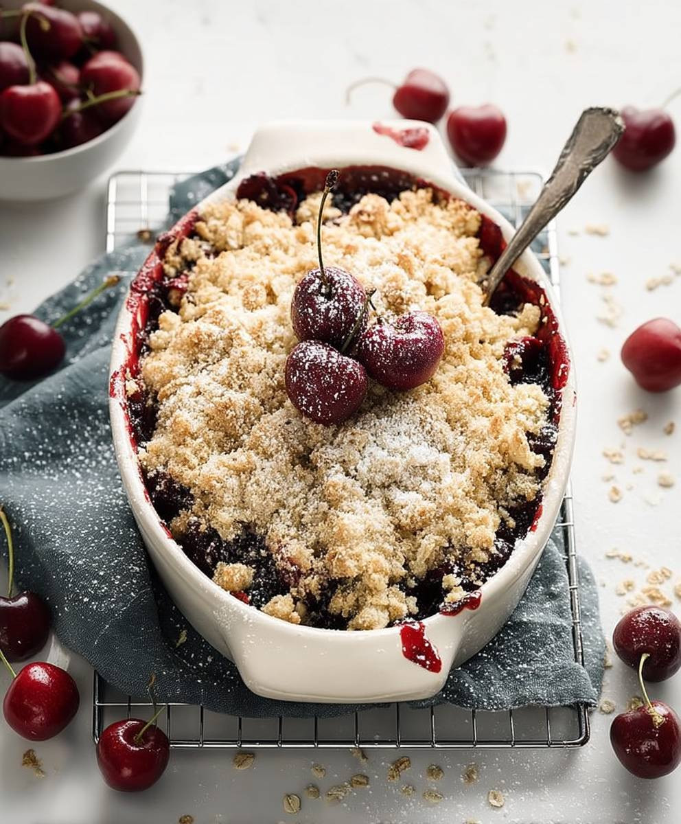 Kirsch Crumble Haferflocken Streusel