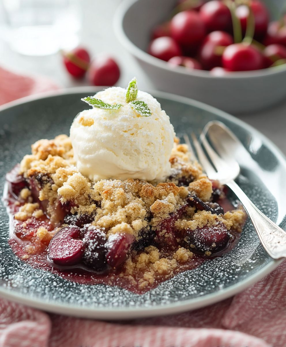 Kirsch Crumble Haferflocken Streusel