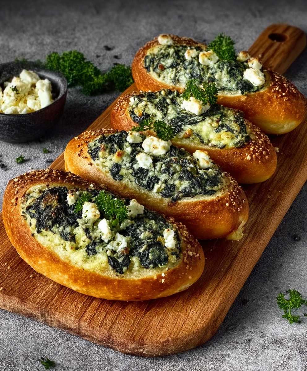 Gefüllte Laugenstangen Spinat Feta