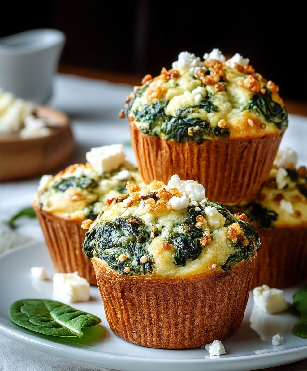 Spinat Feta Muffins Käse Crunch
