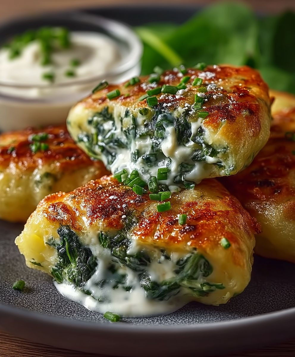 Kartoffeltaschen Spinat Frischkäse Füllung