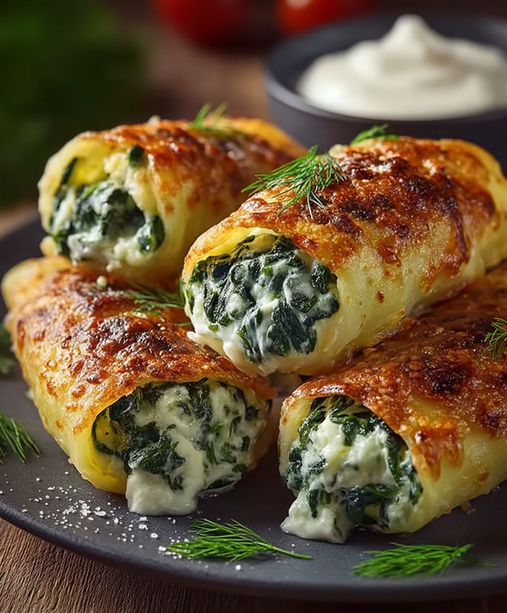 Kartoffeltaschen Spinat Frischkäse Füllung