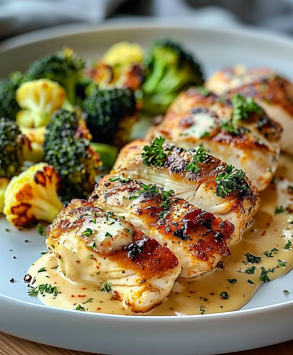 Hähnchen Brokkoli cremige Sauce