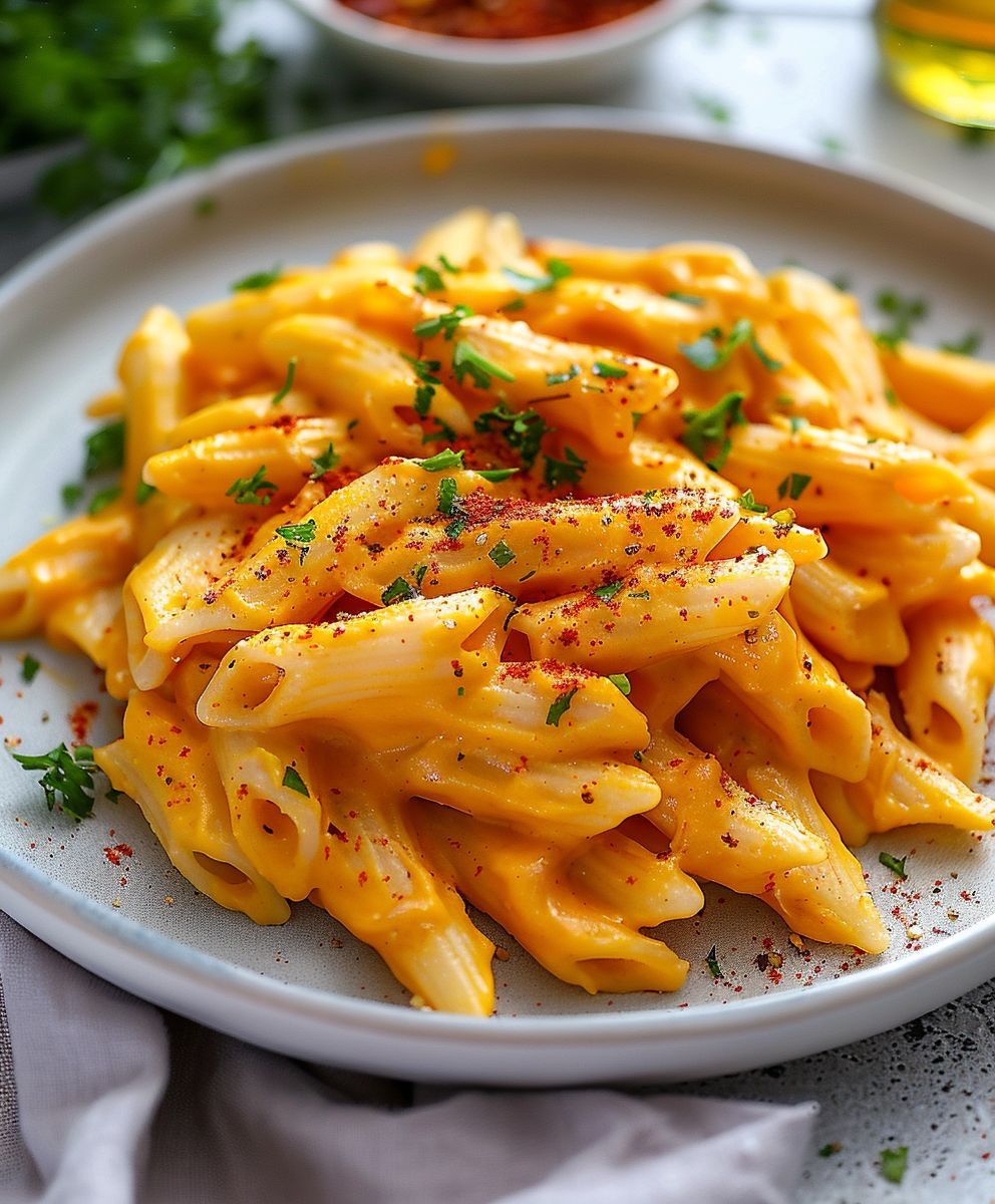Kürbispasta mit Frischkäse