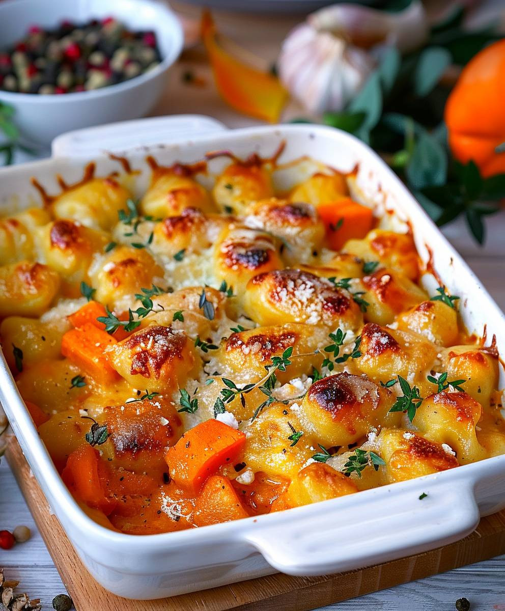 Kürbis Gnocchi Auflauf Lauch
