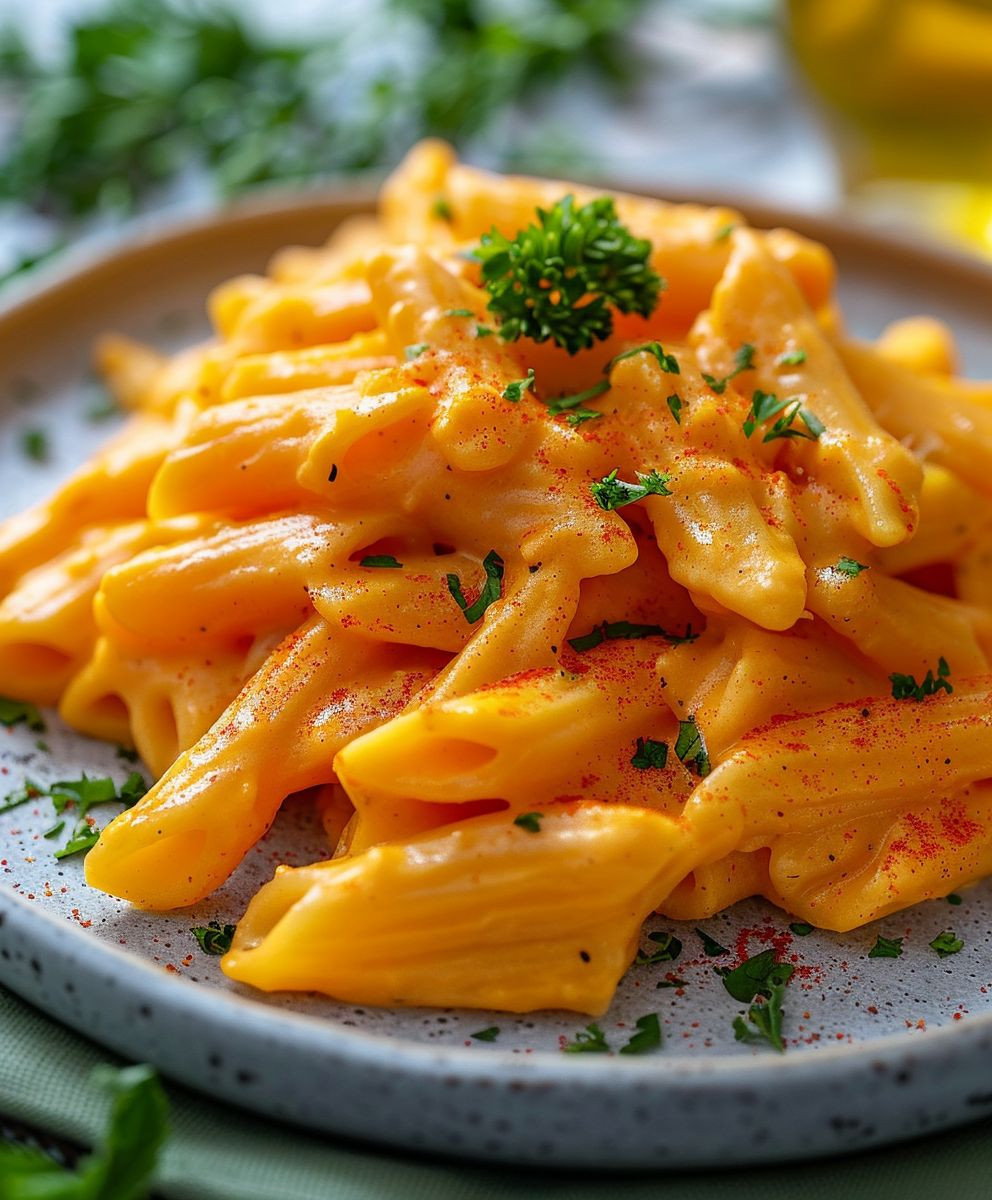 Kürbispasta mit Frischkäse