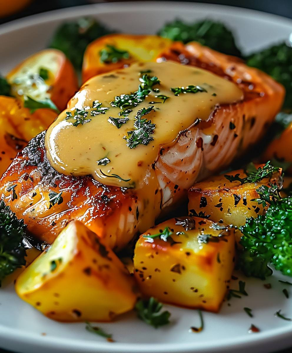 Zitronenbutterlachs Kartoffeln Brokkoli
