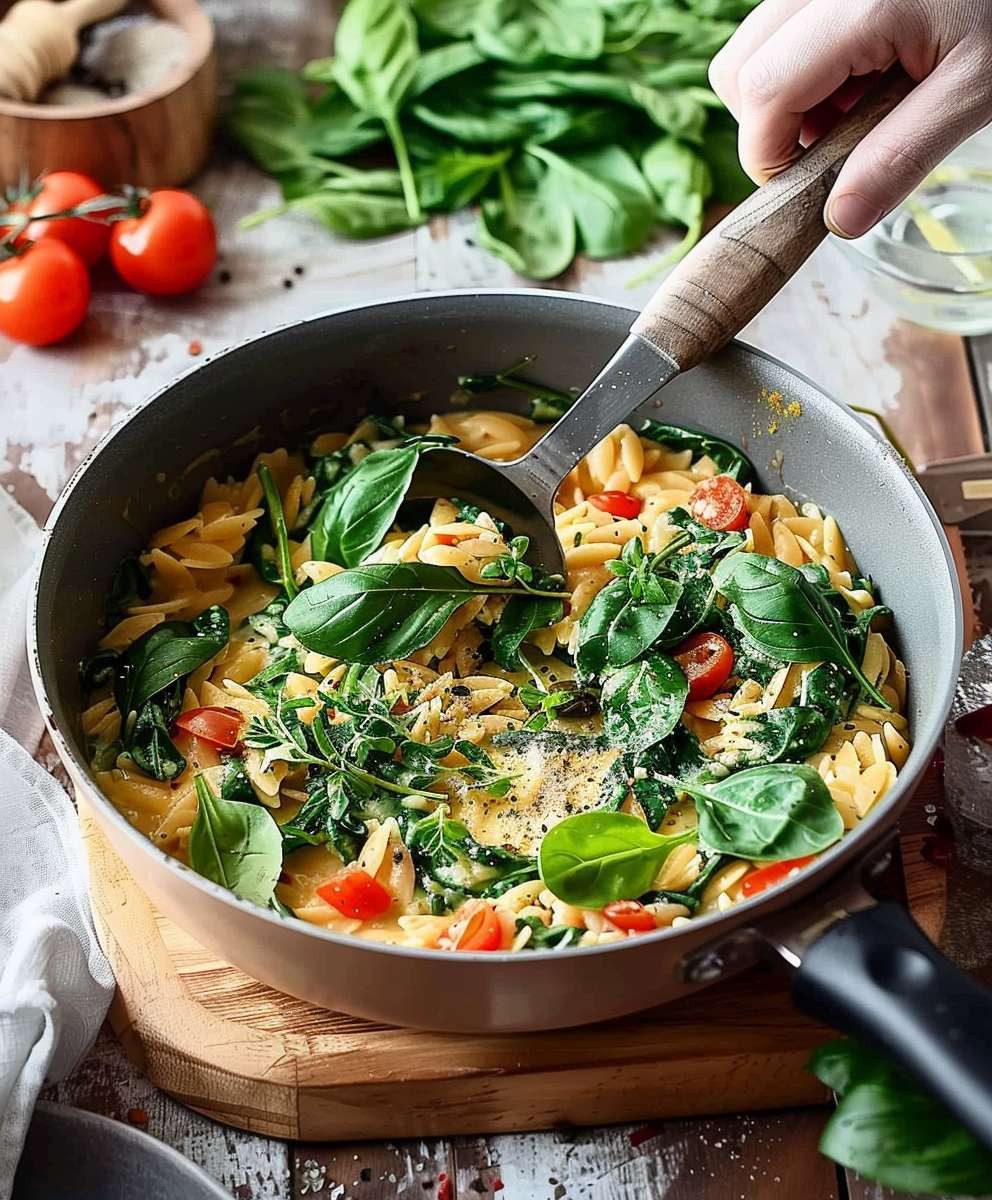 Cremiges Orzotto mit Babyspinat