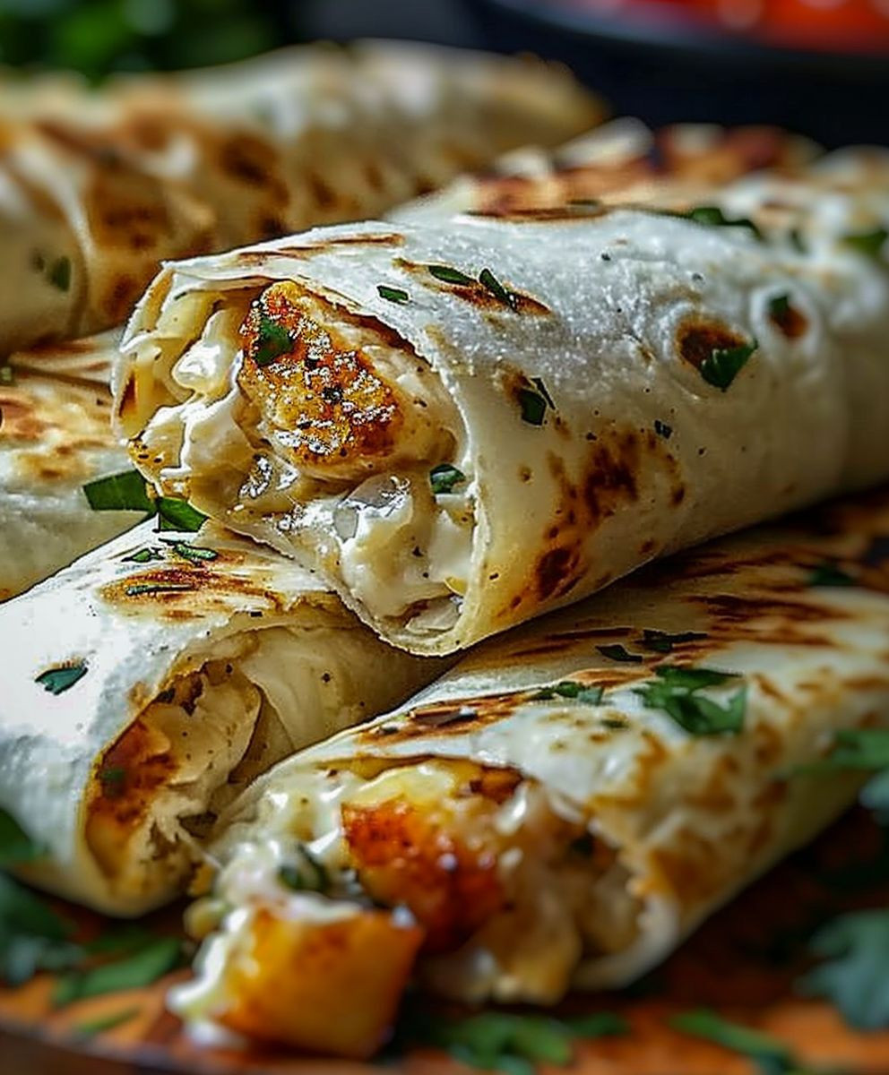 Käse Knoblauch Hähnchen Wraps