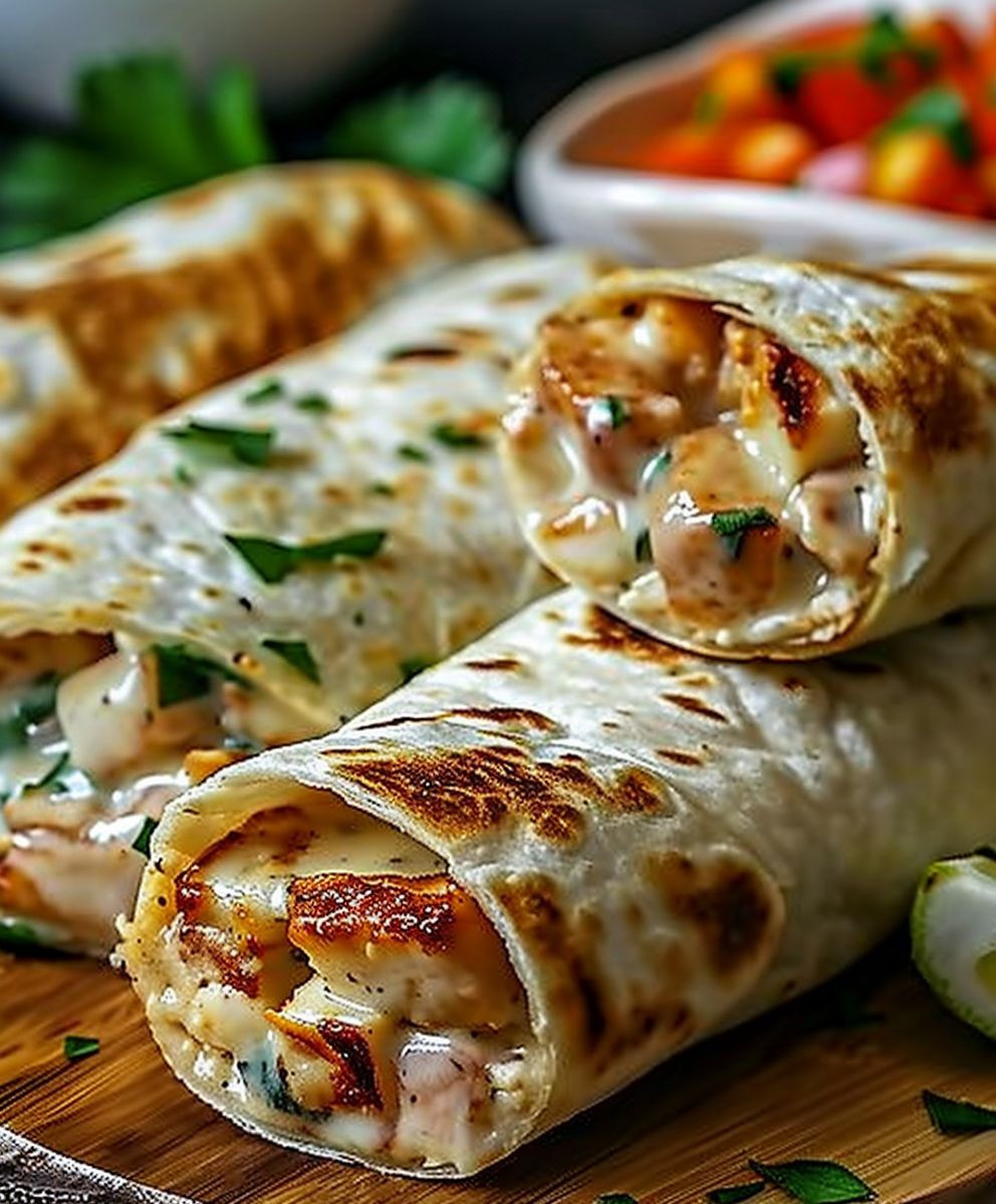 Käse Knoblauch Hähnchen Wraps