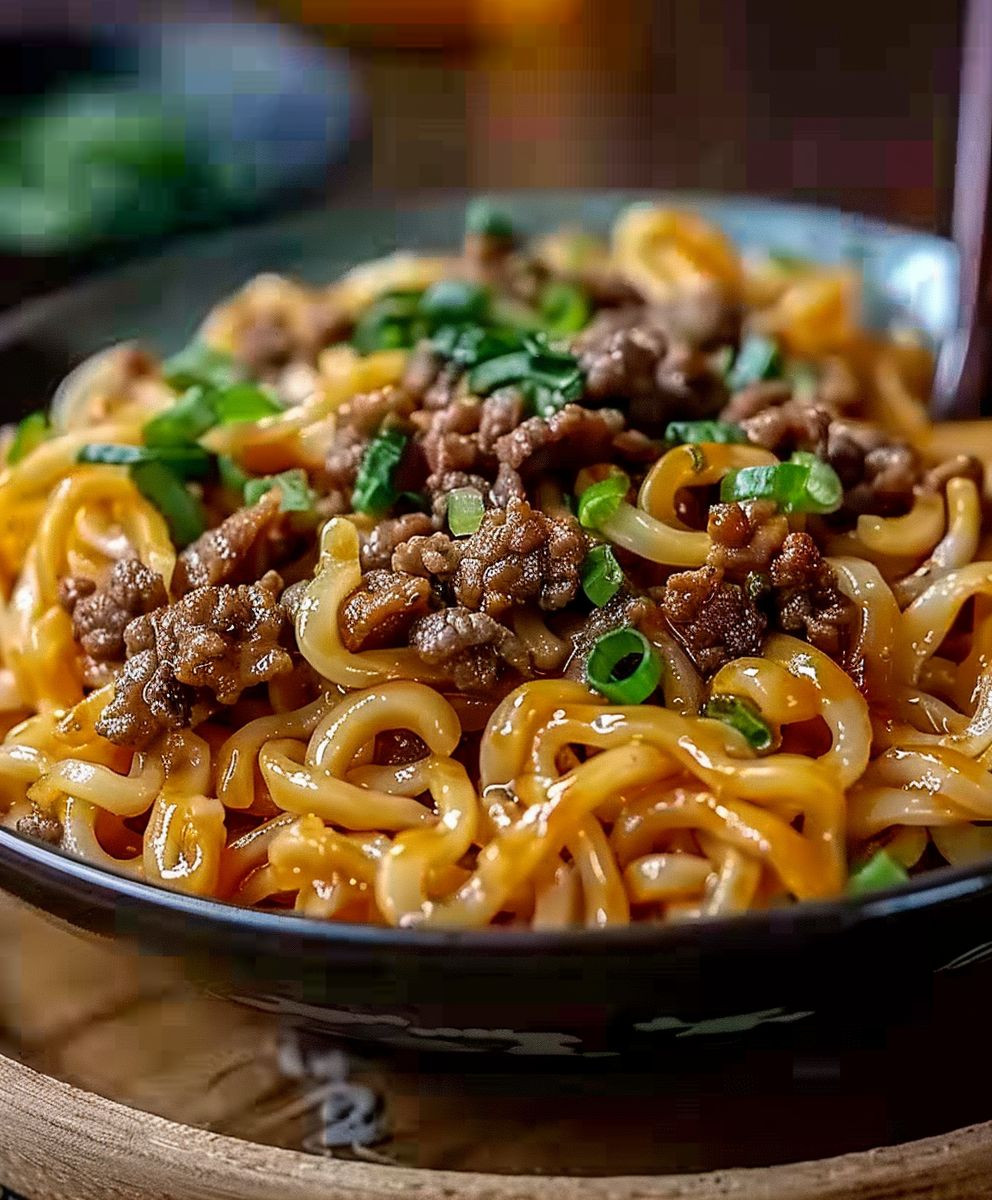 Mongolische Hackfleisch Nudeln