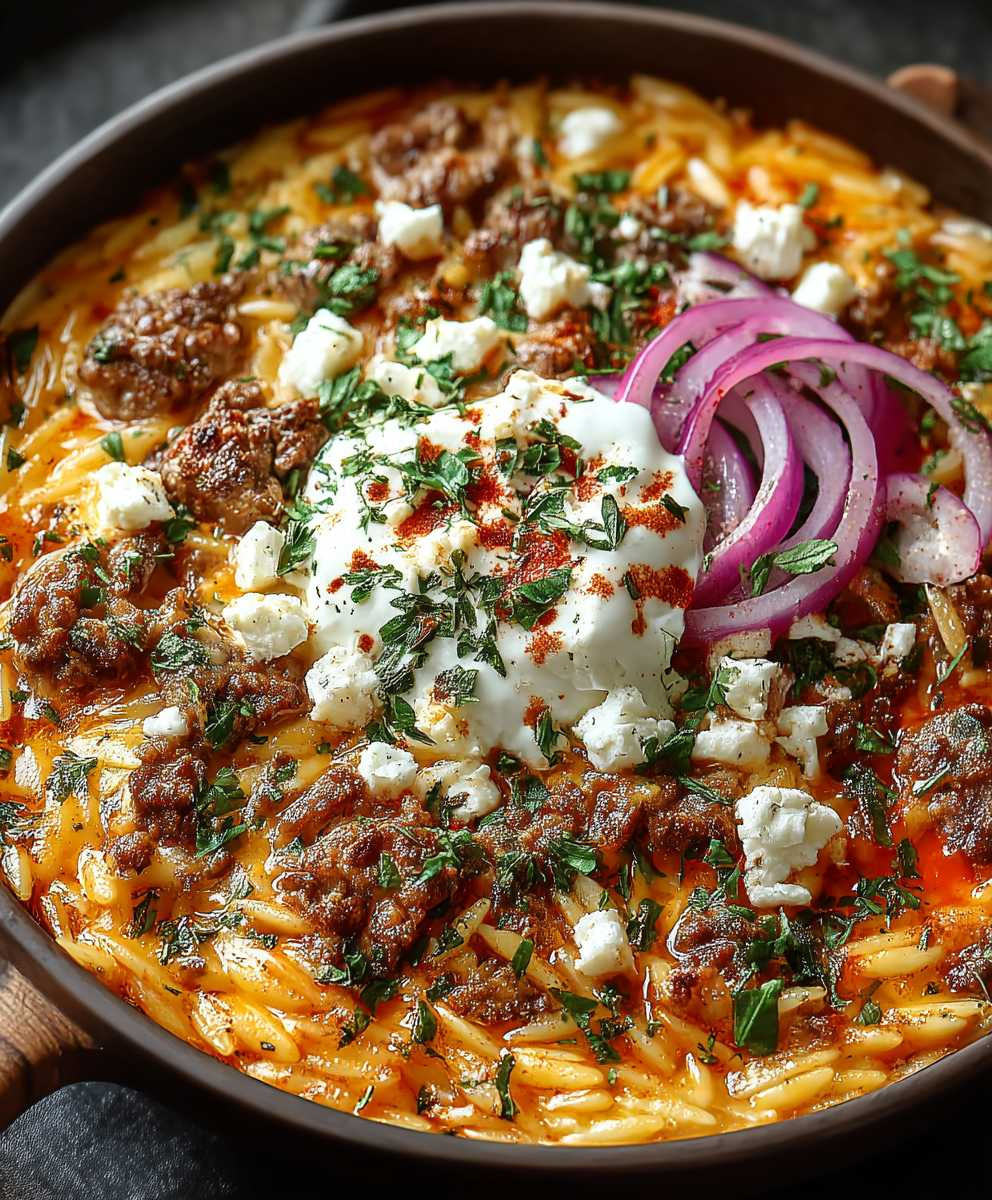 Griechische Kritharaki Pfanne