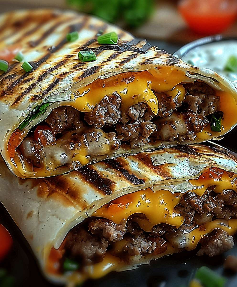Gegrillte Cheeseburger Wraps