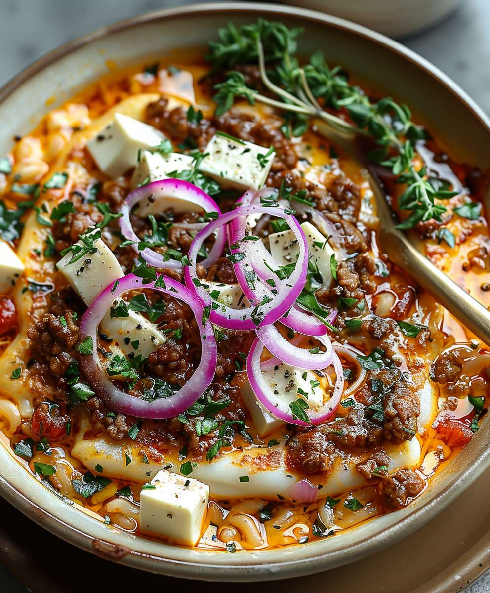 Griechische Kritharaki Pfanne