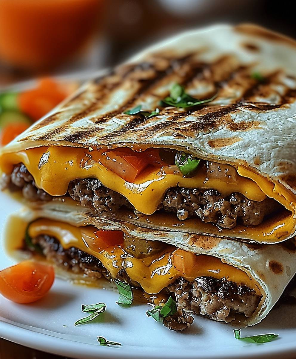 Gegrillte Cheeseburger Wraps