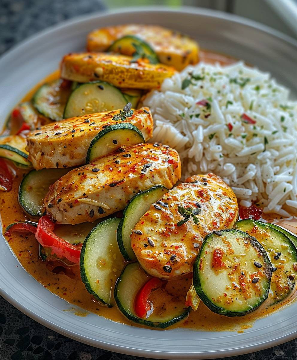 Paprika Zucchini Hähnchen cremig