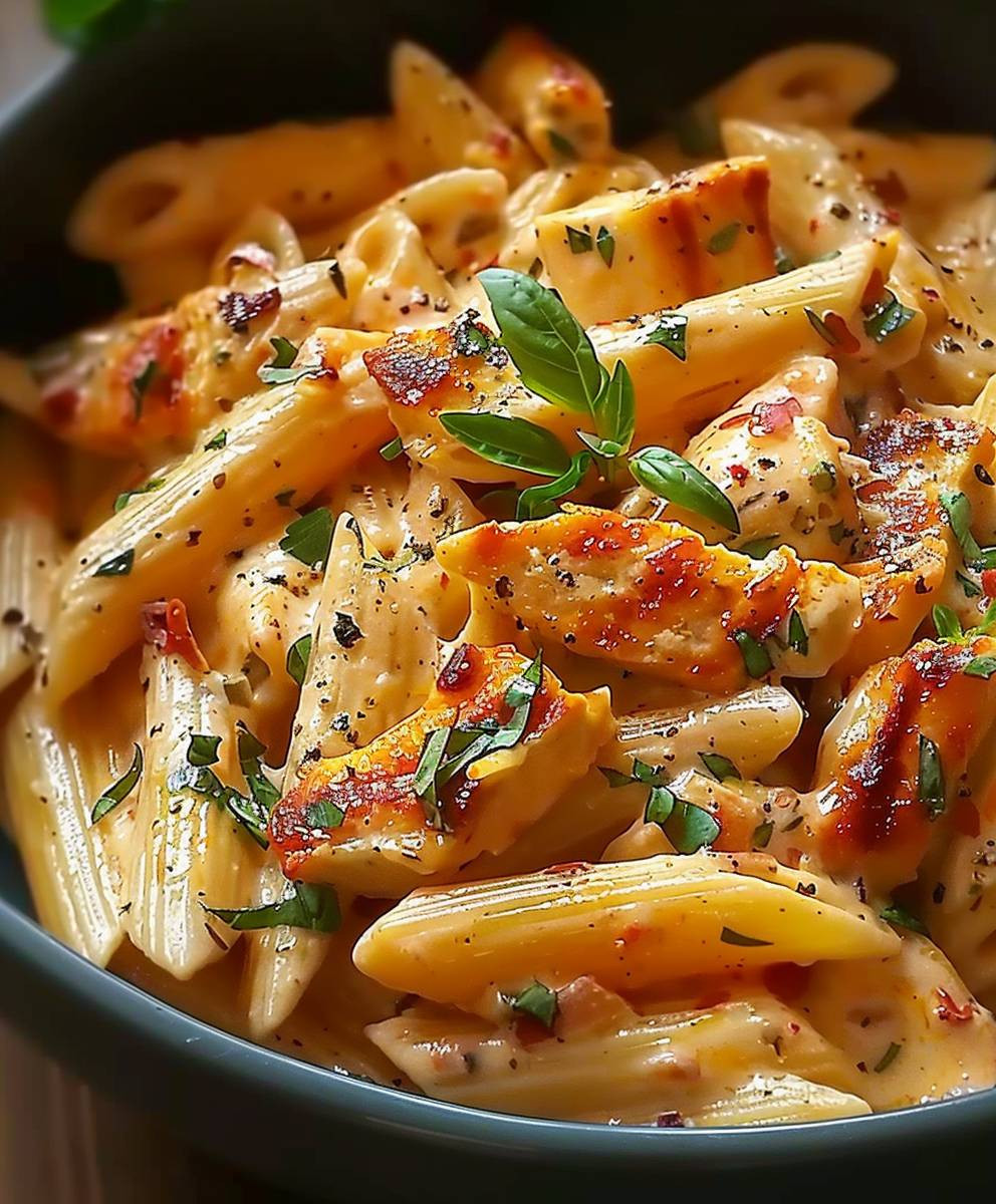 Überbackene Hähnchen Mozzarella Pasta