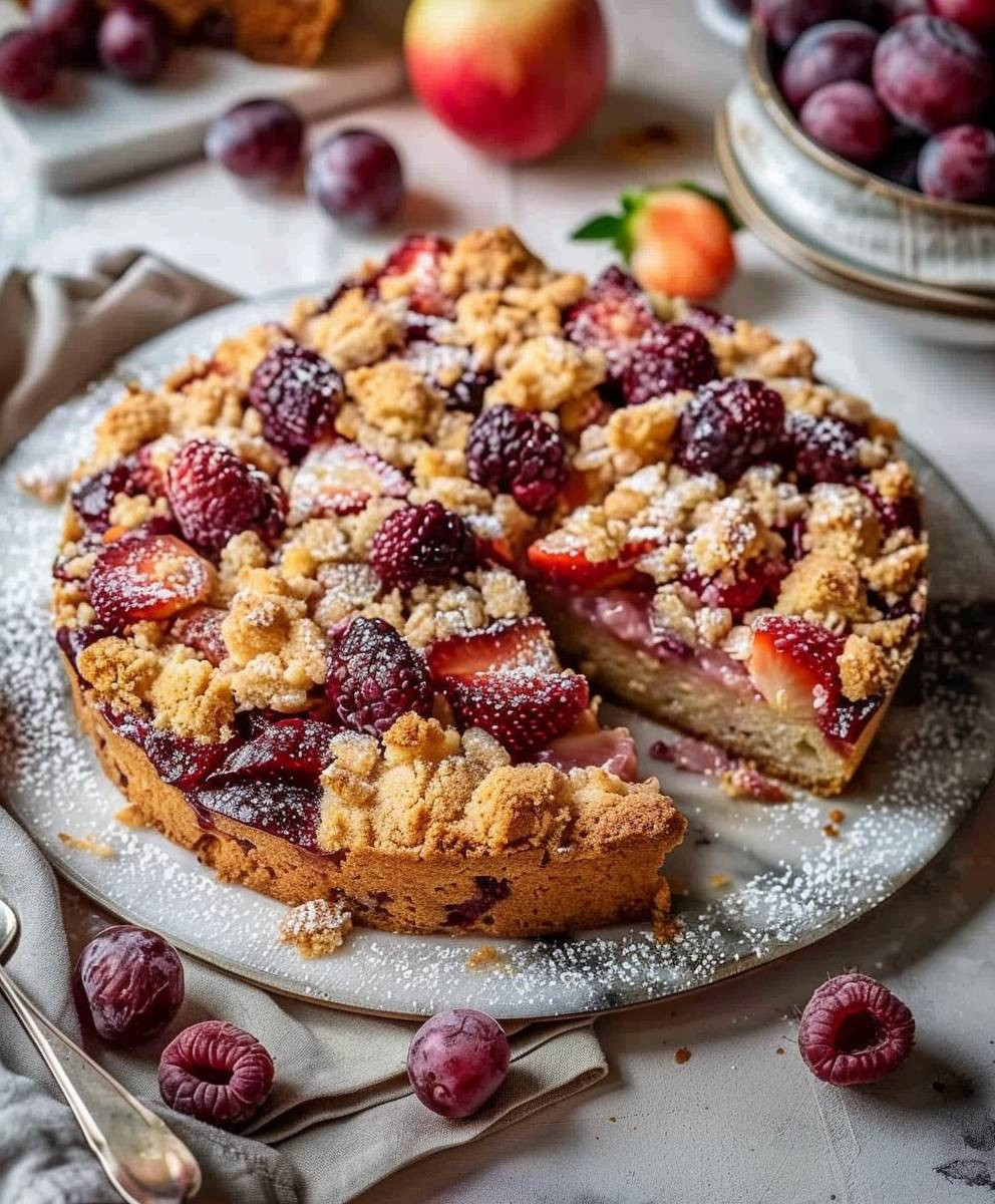 Zwetschgenkuchen Rührteig Streusel