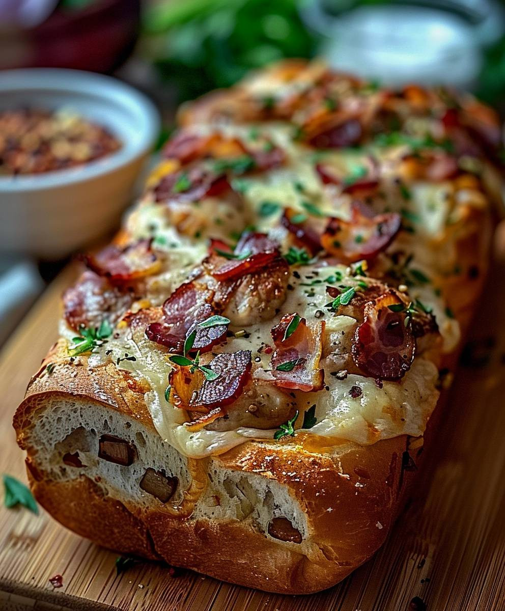 Gefülltes Brot Hähnchen Bacon