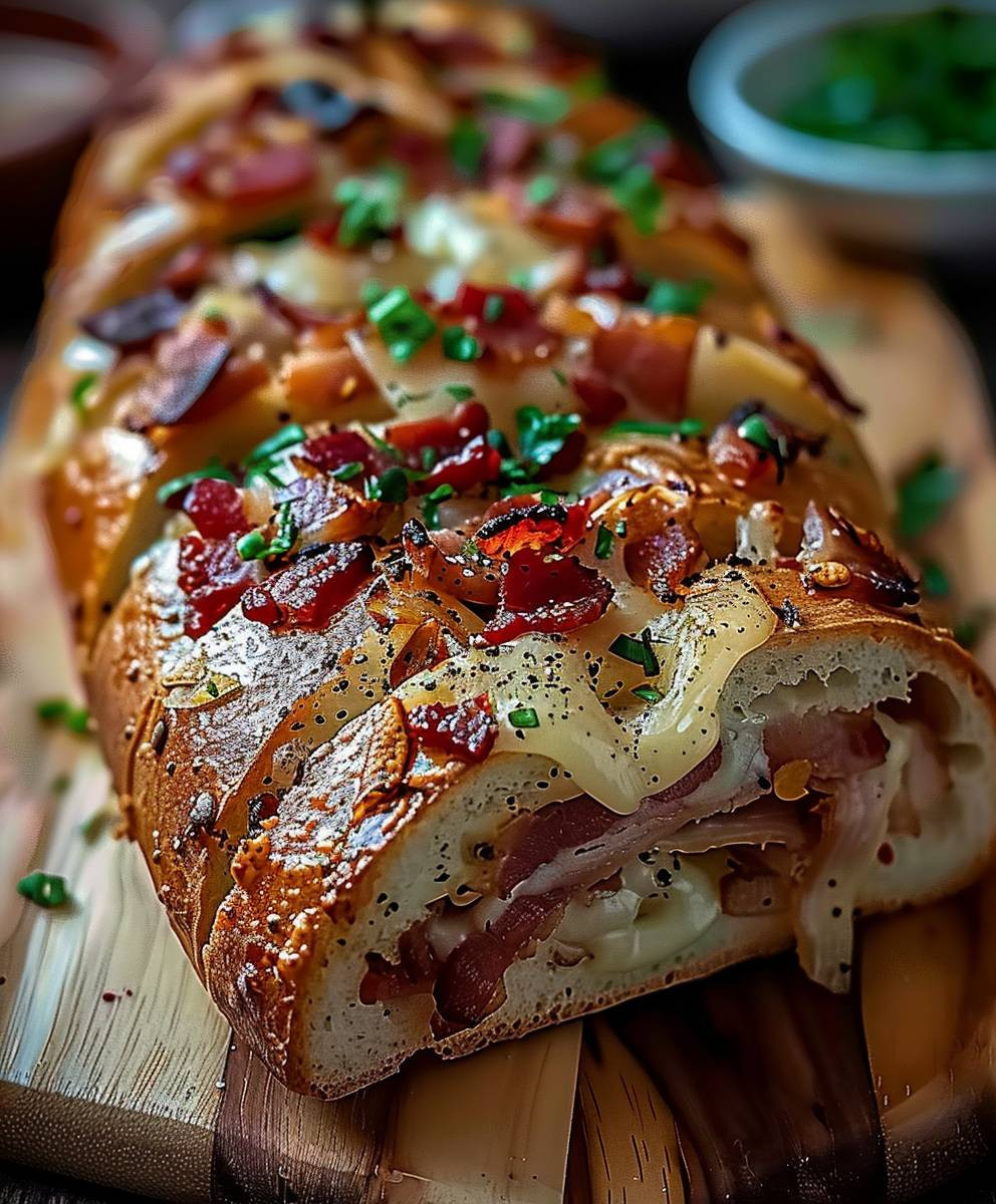 Gefülltes Brot Hähnchen Bacon