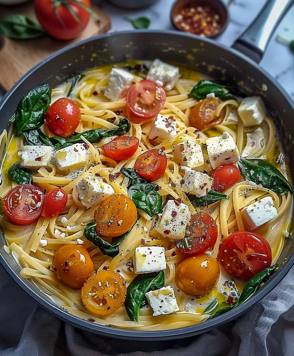 Spinat Schupfnudeln Feta Tomaten