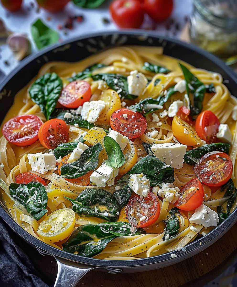 Spinat Schupfnudeln Feta Tomaten