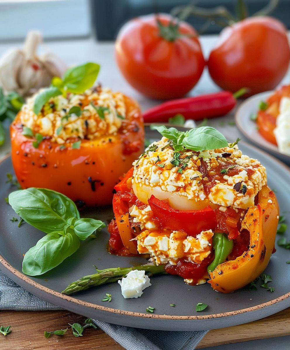 Gefüllte Paprika Reis Feta