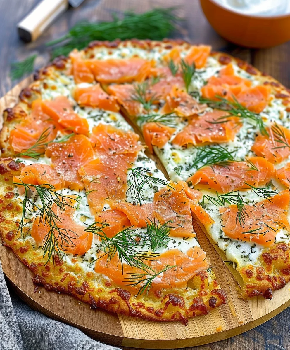 Kartoffelpizza mit Lachs & Kraeuterfrischkaese: Dein Rezept
