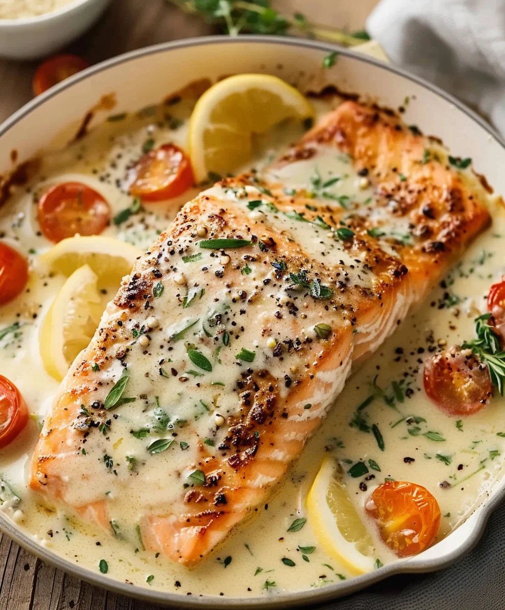 Gebackener Lachs in cremiger Parmesan Sauce – Dein Festessen!
