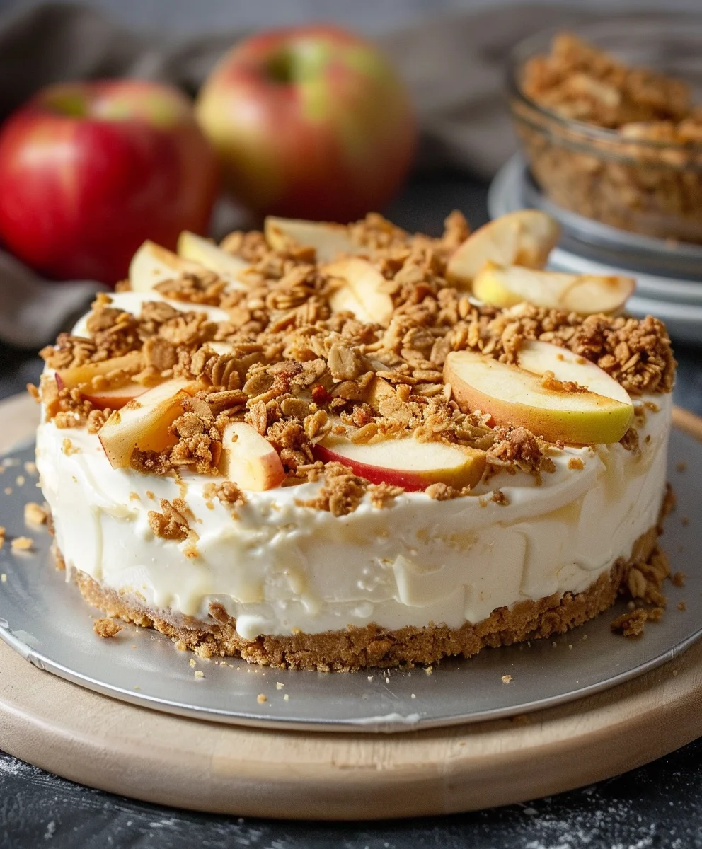 No Bake Apfel Crumble Käsekuchen: Cremig & Schnell!