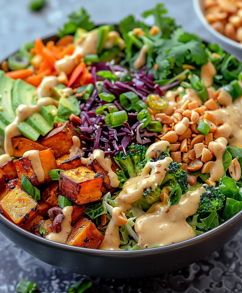 Thai Erdnuss Süßkartoffel Buddha Bowl: Gesund & Lecker