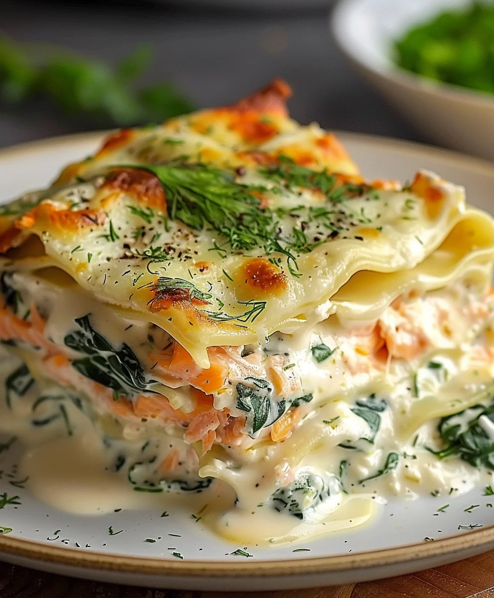 Lachs-Spinat-Lasagne: Cremige Sahnesoße für puren Genuss
