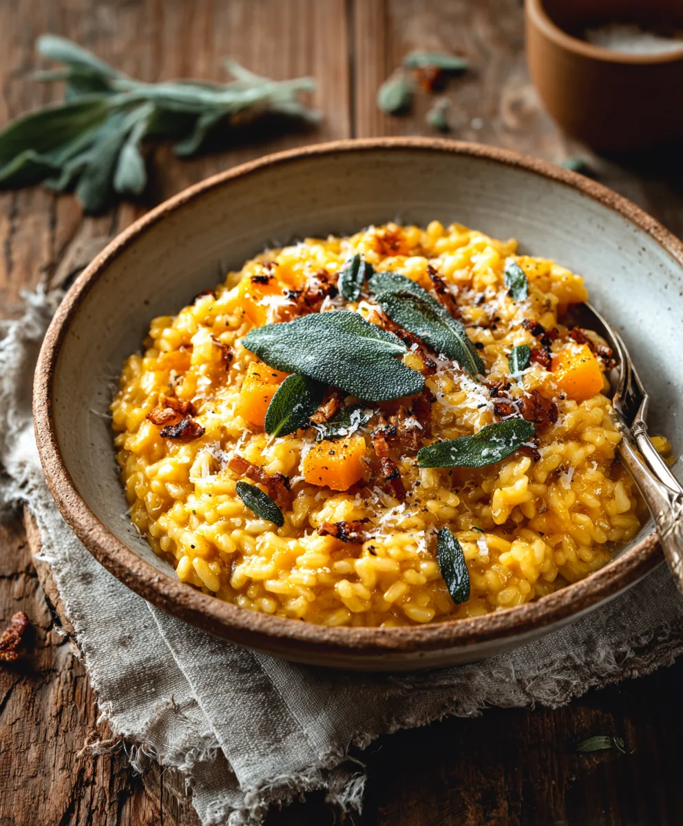 Butternut Kürbis Risotto mit Salbei: Herbstlicher Genuss pur!