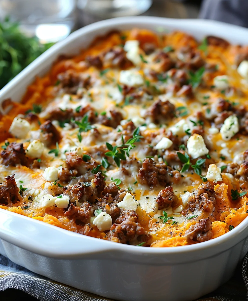 Süßkartoffel Hackfleisch Auflauf mit Feta – Lecker & Einfach