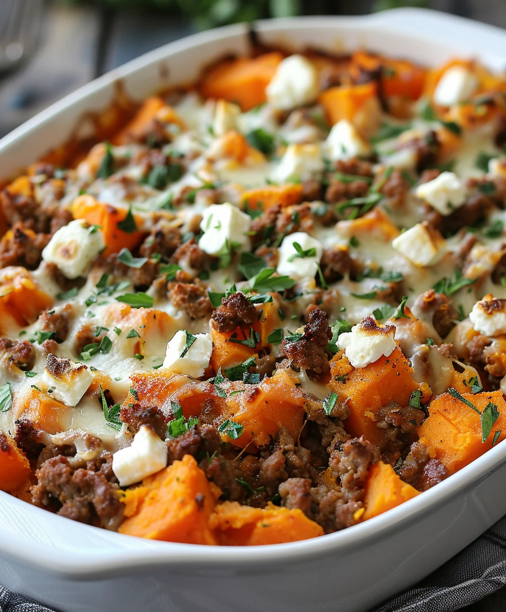 Süßkartoffel Hackfleisch Auflauf mit Feta – Lecker & Einfach