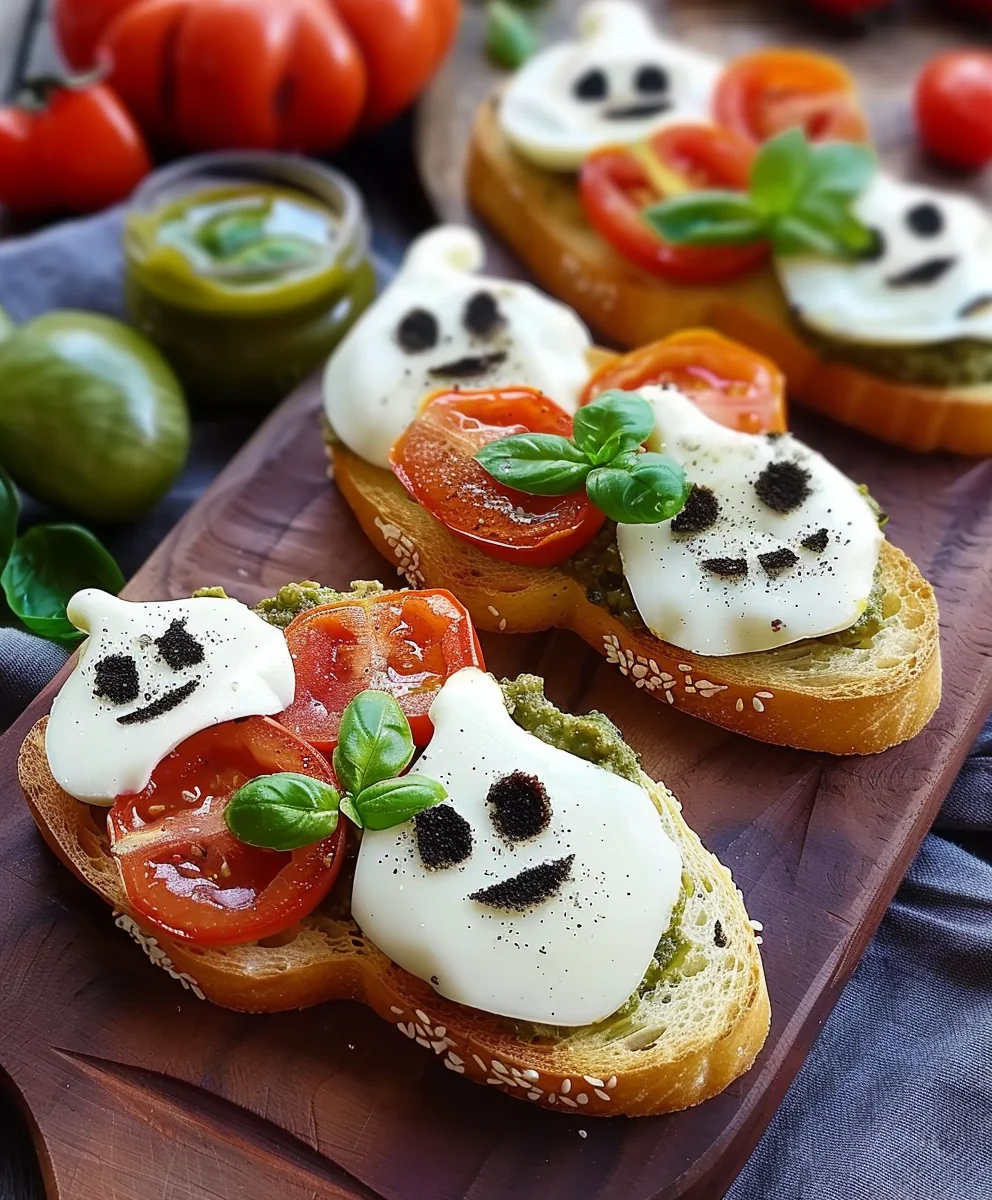 Spooky Caprese Crostini Geister: Deine Halloween Vorspeise!