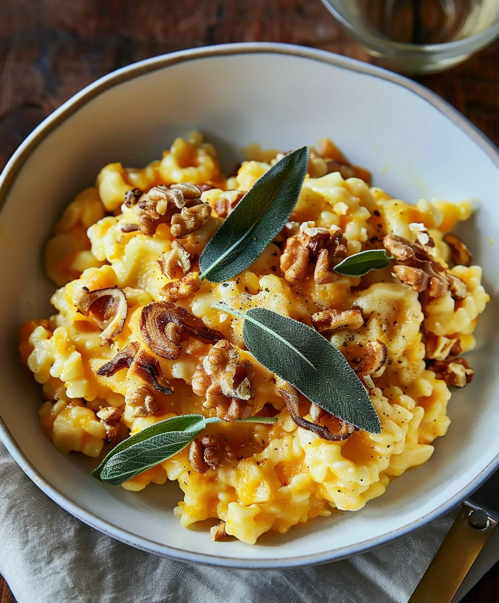 Cremige Kürbis-Spätzle mit Walnuss & Salbei - Dein Herbstessen