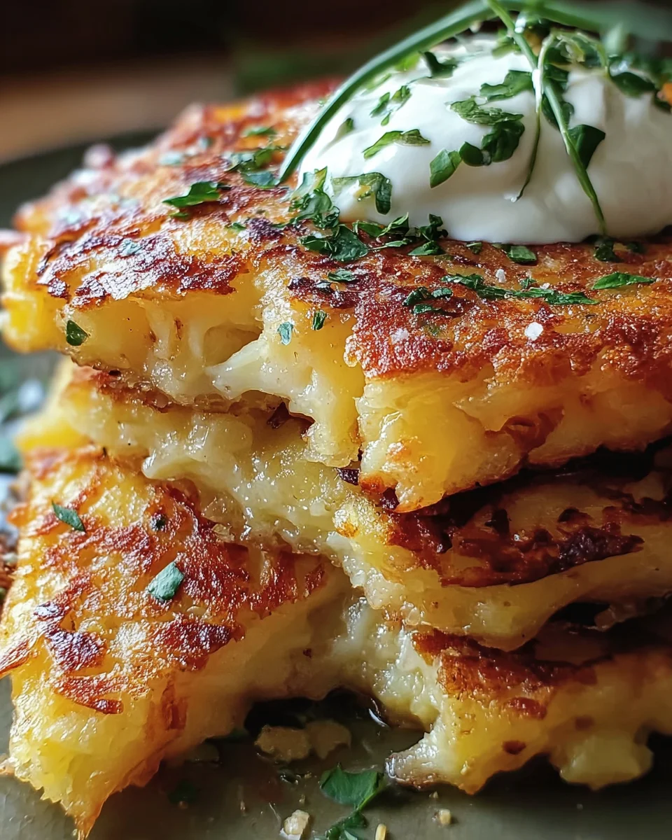 Knusprige Kartoffel-Zwiebel-Käse-Pfannkuchen – Einfaches Rezept