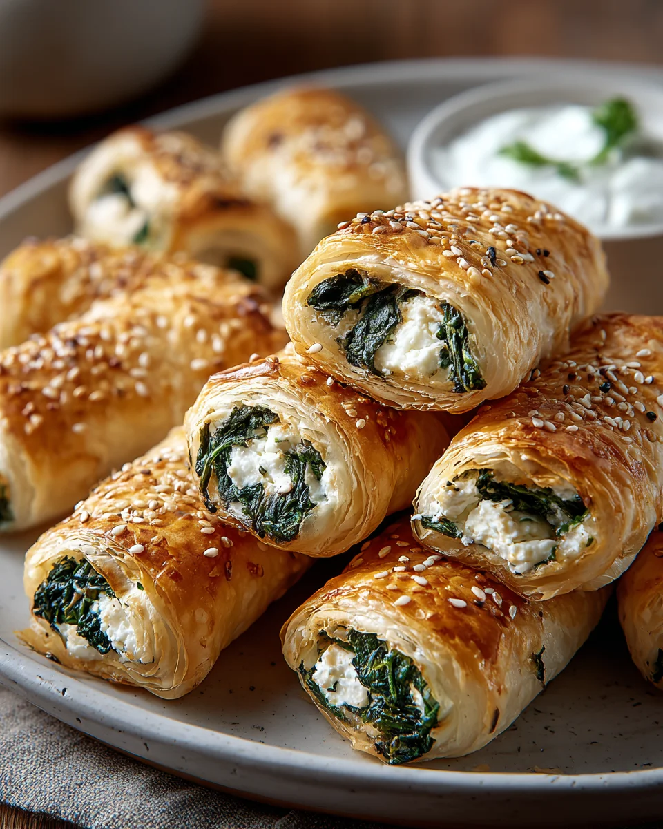 Knusprige Blätterteig Röllchen mit Spinat Feta – Einfach & Lecker!