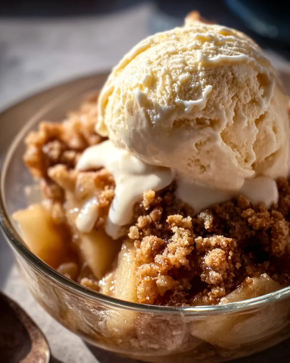 Bratapfel Apfel Crumble mit Vanilleeis – Das unwiderstehliche Rezept