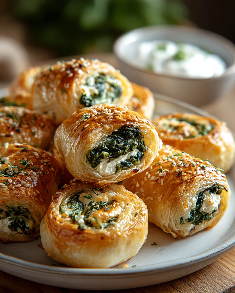 Knusprige Blätterteig Röllchen mit Spinat Feta – Einfach & Lecker!