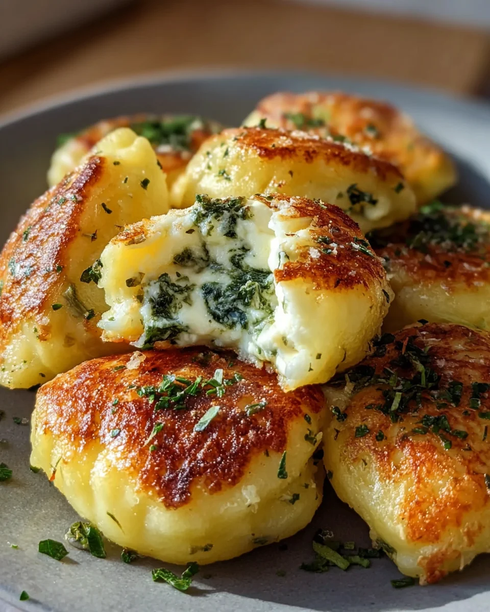 Herzhafte Kartoffeltaschen mit Frischkäse-Spinatfüllung