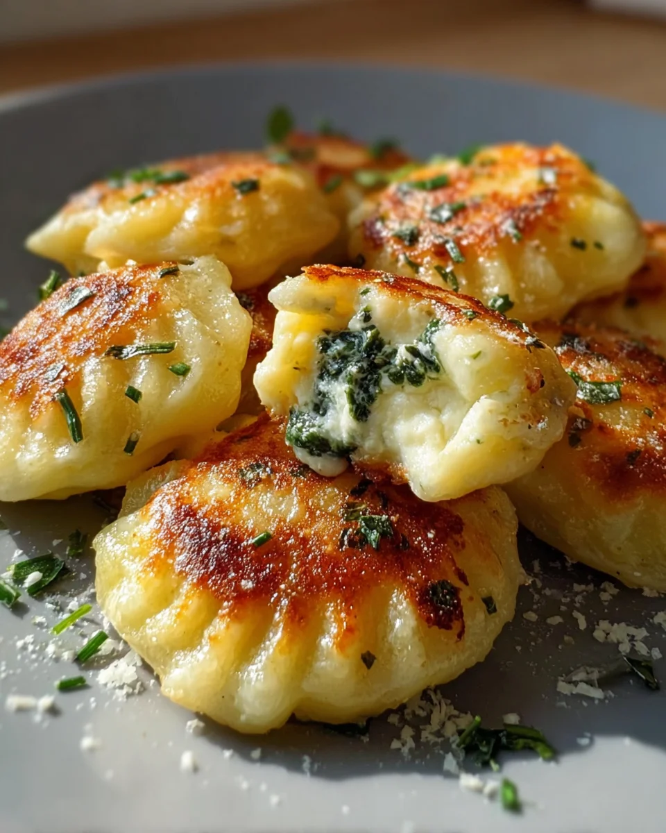 Herzhafte Kartoffeltaschen mit Frischkäse-Spinatfüllung