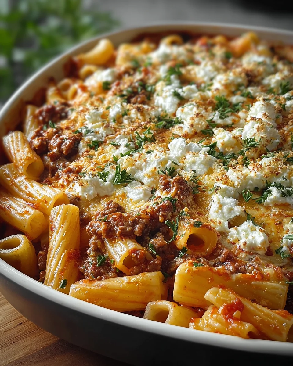 Einfacher Nudelauflauf mit Feta & Rinderhack – Genuss pur!